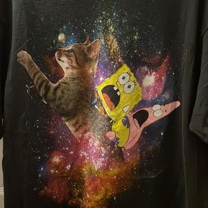 Nickelodeon Spongebob and Patrick Cat Rocketship graphic tee XL